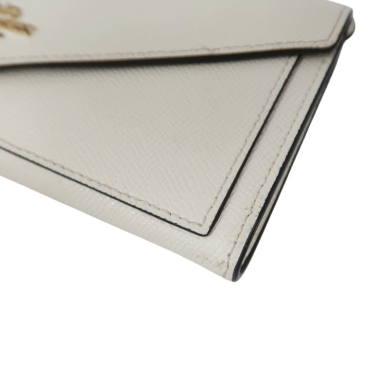 COACH Leather Envelope Long Wallet White Gold Logo Hardware
