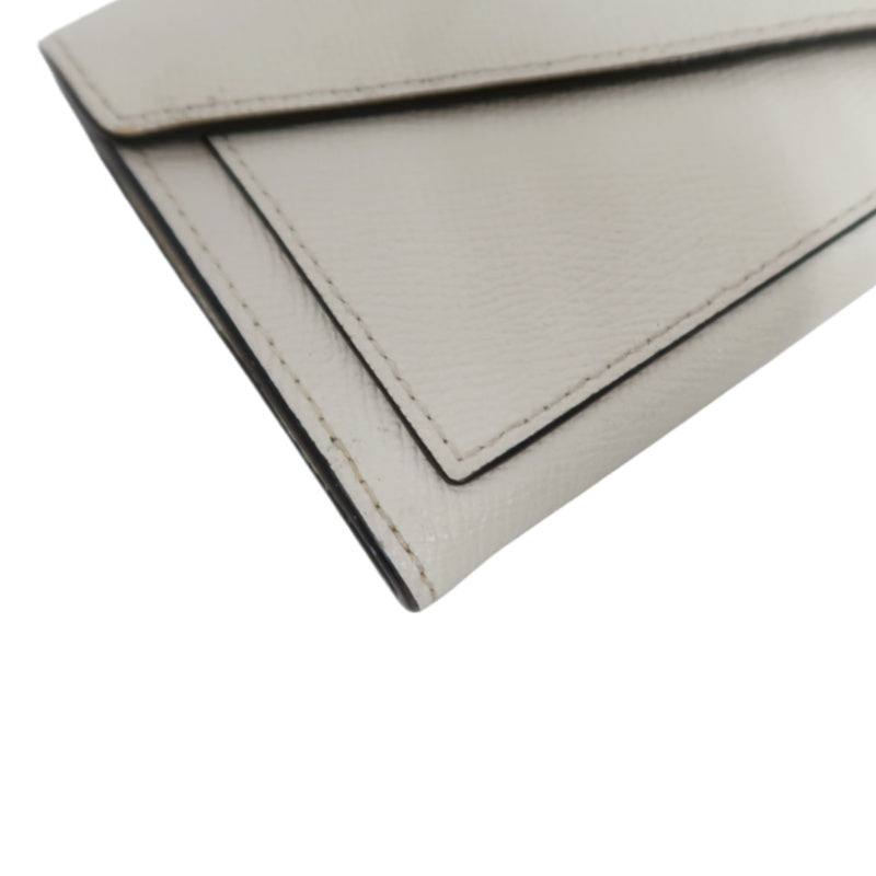 COACH Leather Envelope Long Wallet White Gold Logo Hardware