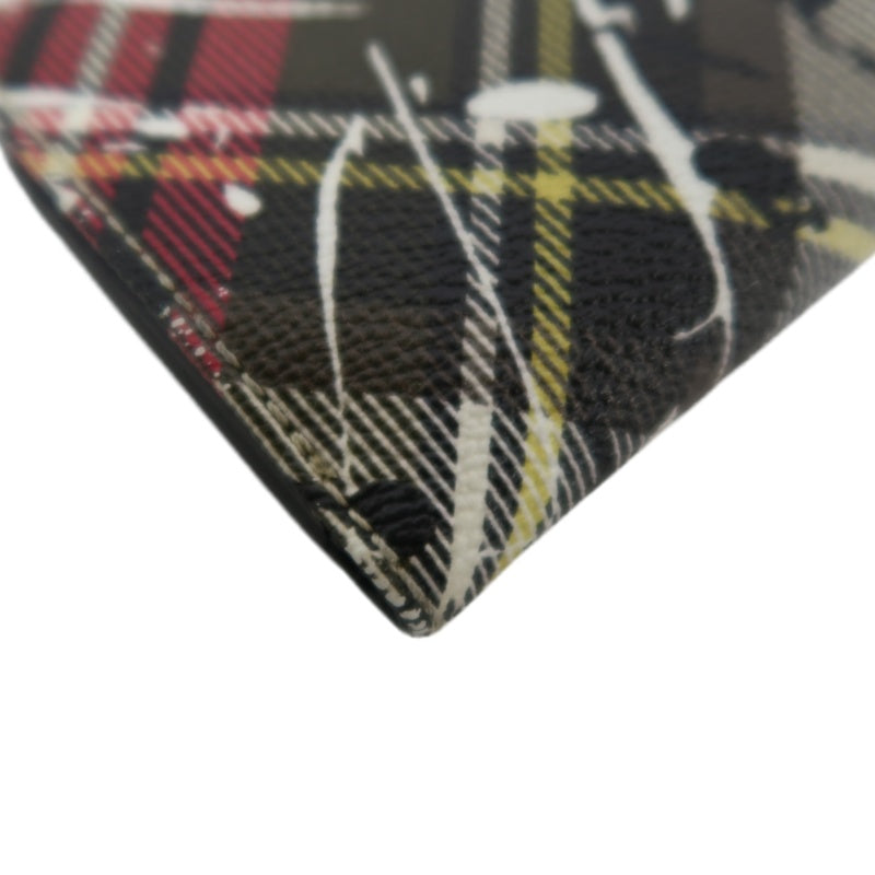 VIVIENNE WESTWOOD Paint Check Trifold Wallet Canvas Leather Multicolor Orb Hardware