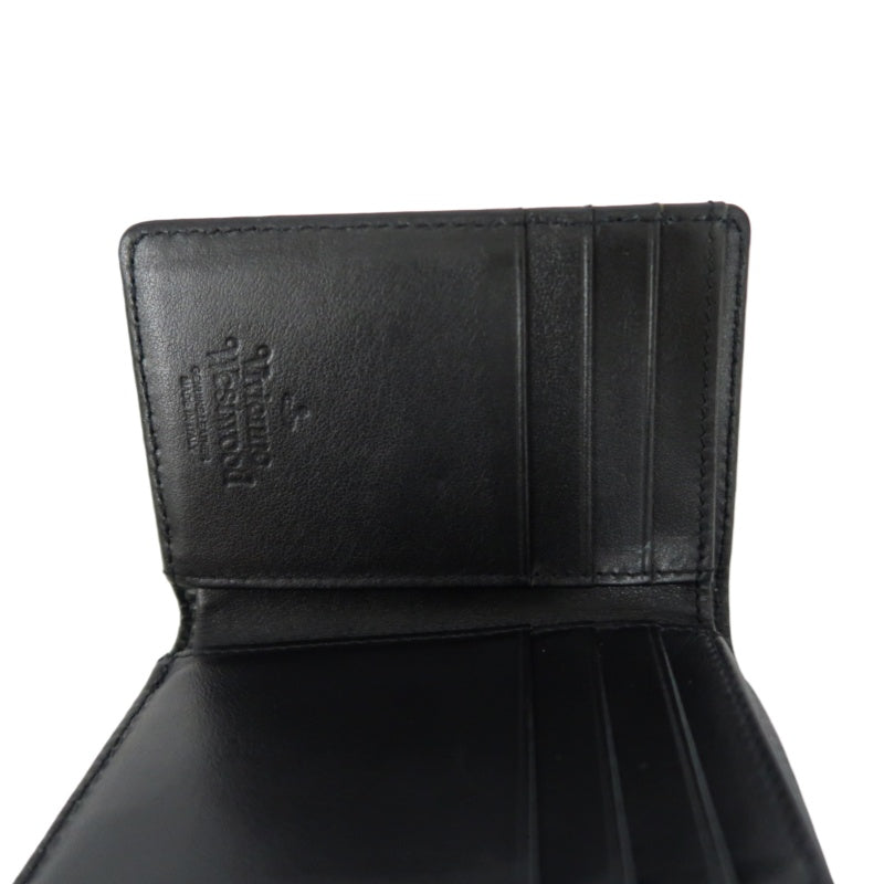 VIVIENNE WESTWOOD Paint Check Trifold Wallet Canvas Leather Multicolor Orb Hardware