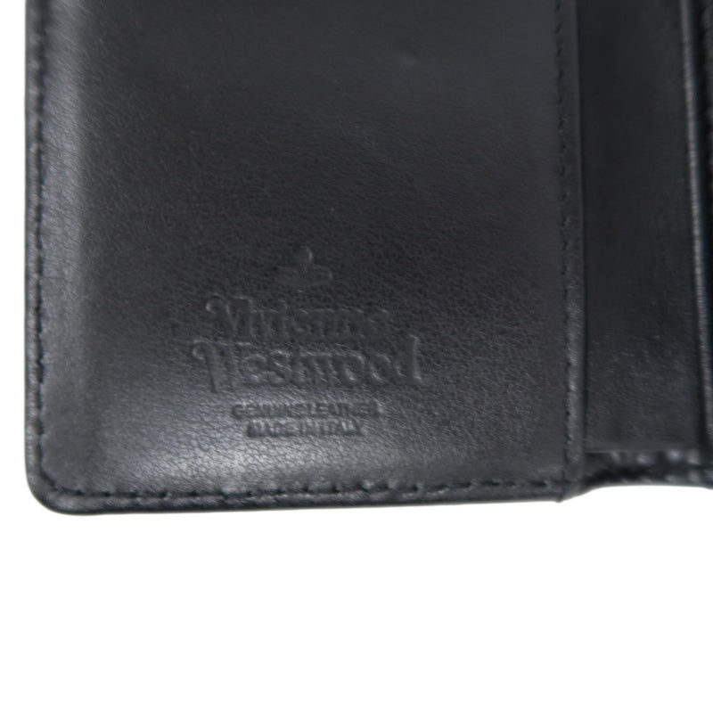 VIVIENNE WESTWOOD Paint Check Trifold Wallet Canvas Leather Multicolor Orb Hardware