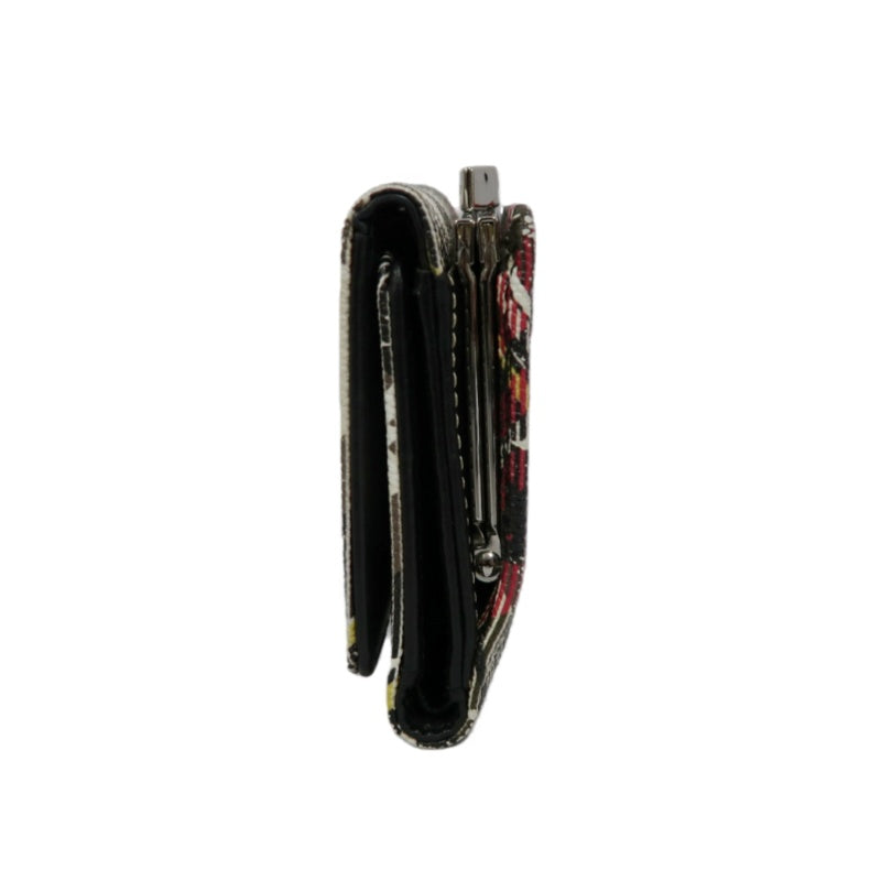 VIVIENNE WESTWOOD Paint Check Trifold Wallet Canvas Leather Multicolor Orb Hardware