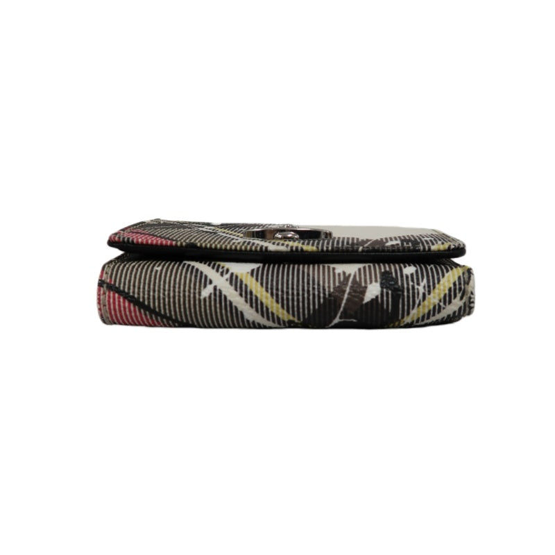VIVIENNE WESTWOOD Paint Check Trifold Wallet Canvas Leather Multicolor Orb Hardware