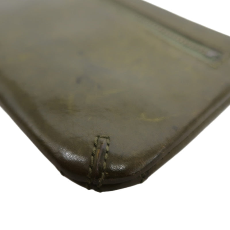 DAKOTA Leather Zip Around Long Wallet Green Gold Zipper Hardware