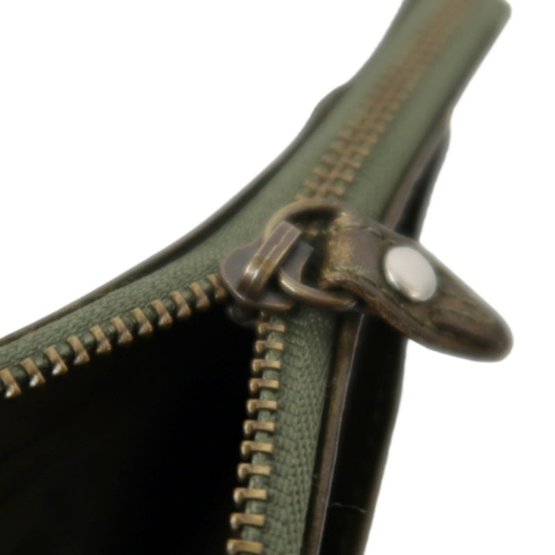 DAKOTA Leather Zip Around Long Wallet Green Gold Zipper Hardware
