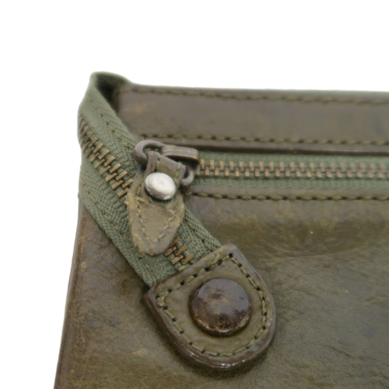 DAKOTA Leather Zip Around Long Wallet Green Gold Zipper Hardware