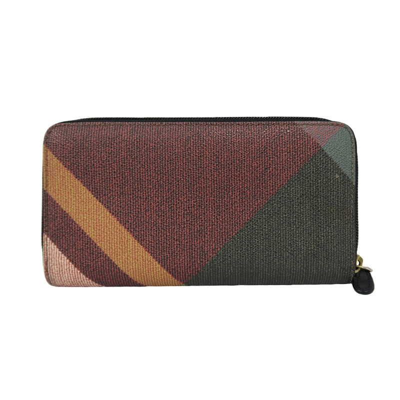 VIVIENNE WESTWOOD Long Wallet, Green & Black Check Leather, Saturn Logo