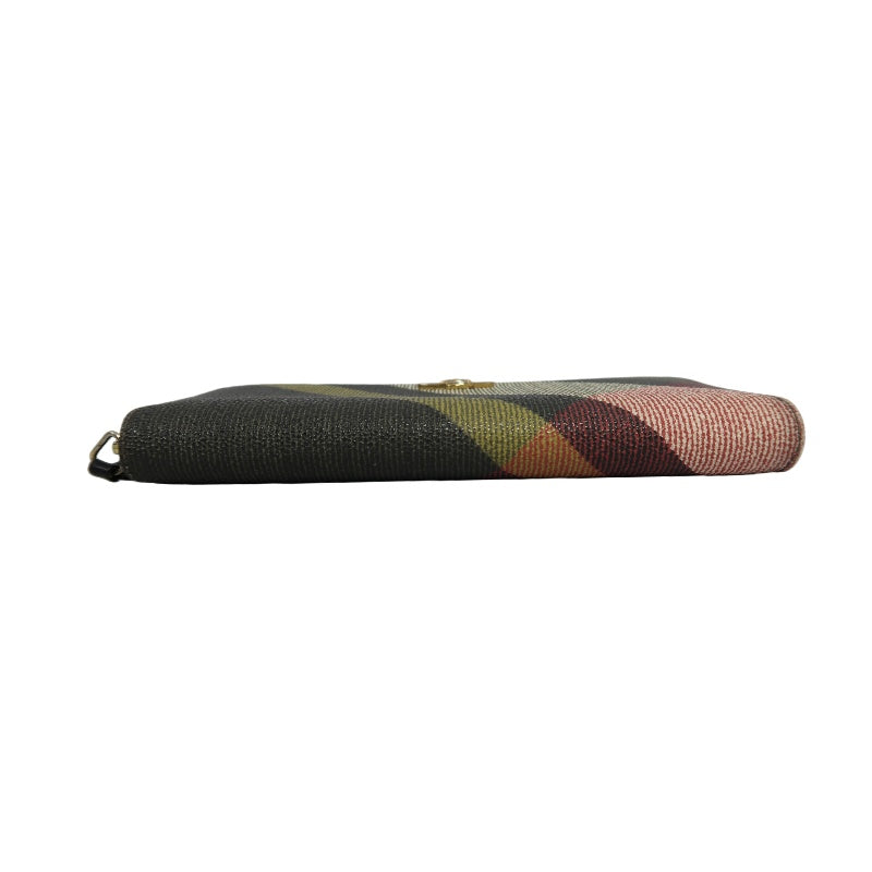 VIVIENNE WESTWOOD Long Wallet, Green & Black Check Leather, Saturn Logo