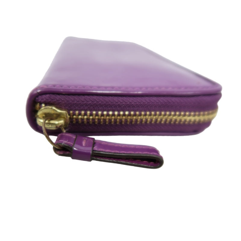 COACH Signature Embossed Patent Leather Zip Around Long Wallet Purple Gold Heart Charm Hardware