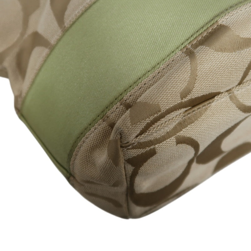 COACH Signature Canvas Tote Shoulder Bag Beige/Green