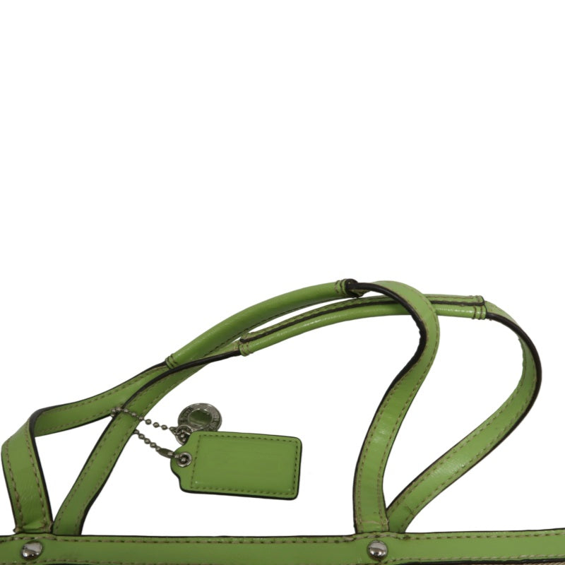 COACH Signature Canvas Tote Shoulder Bag Beige/Green