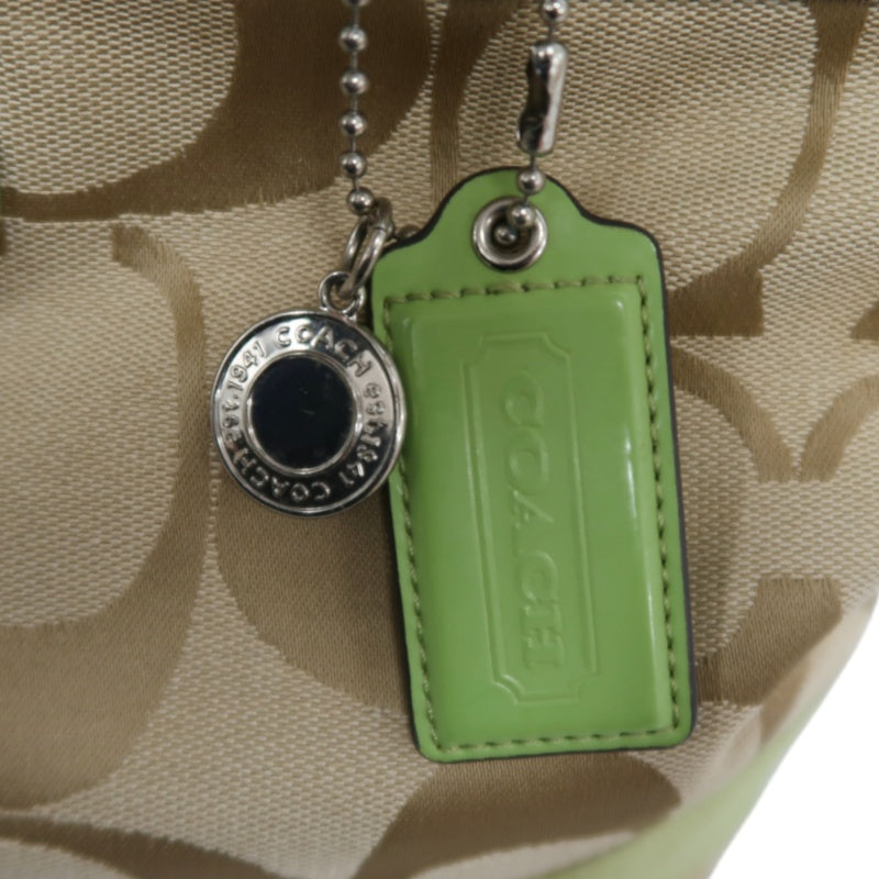 COACH Signature Canvas Tote Shoulder Bag Beige/Green