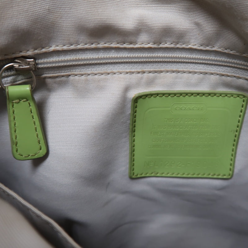 COACH Signature Canvas Tote Shoulder Bag Beige/Green