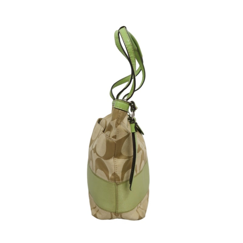 COACH Signature Canvas Tote Shoulder Bag Beige/Green