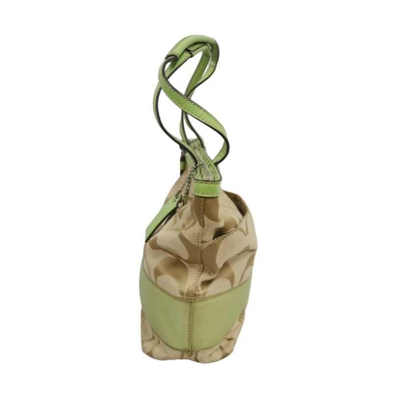 COACH Signature Canvas Tote Shoulder Bag Beige/Green