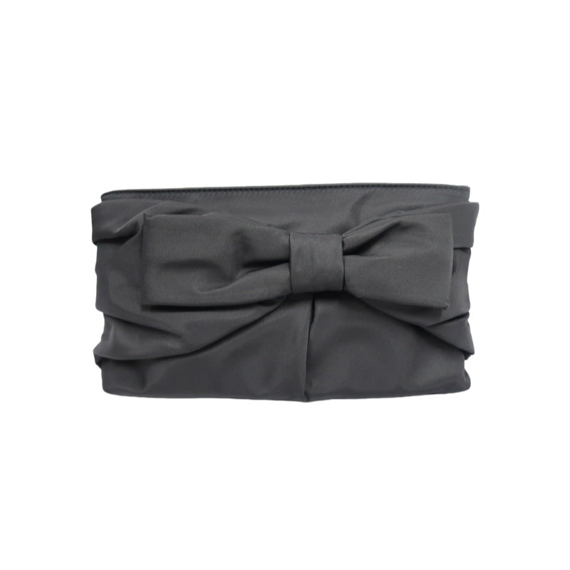 kate spade Nylon Bow Chain Shoulder Underarm Bag Gray With Dust Bag