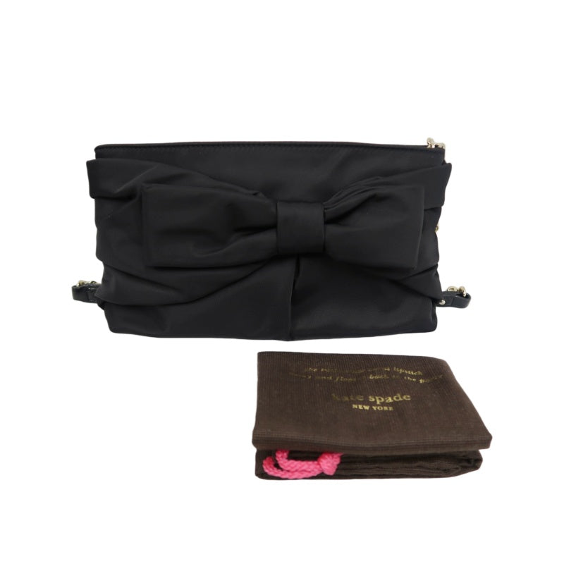 kate spade Nylon Bow Chain Shoulder Underarm Bag Gray With Dust Bag
