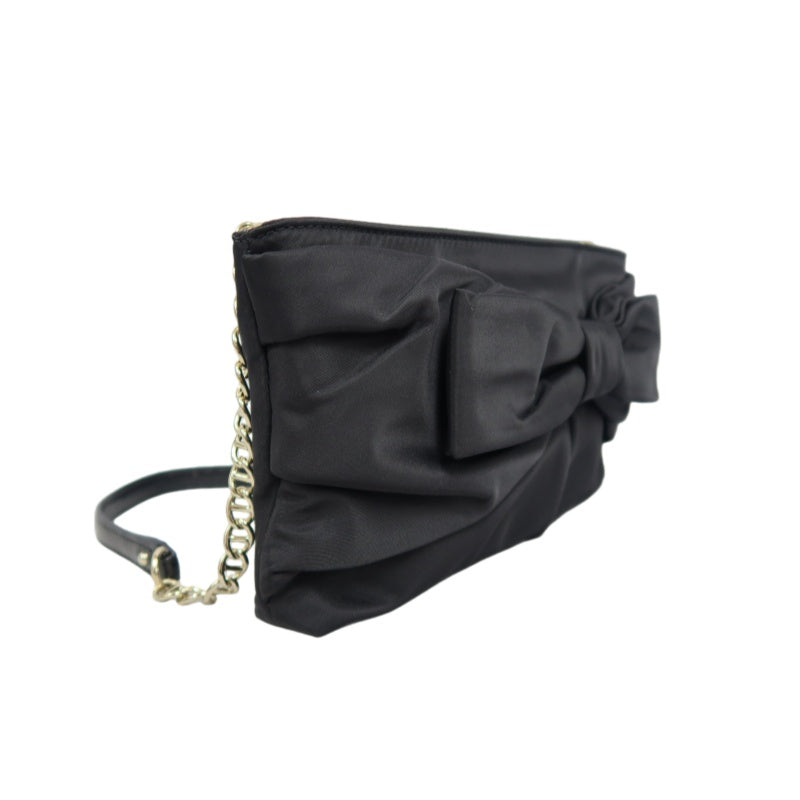 kate spade Nylon Bow Chain Shoulder Underarm Bag Gray With Dust Bag