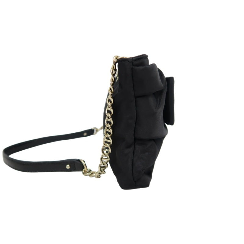 kate spade Nylon Bow Chain Shoulder Underarm Bag Gray With Dust Bag