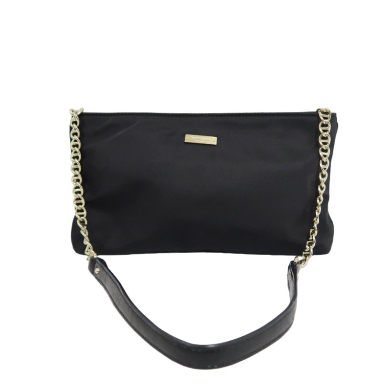 kate spade Nylon Bow Chain Shoulder Underarm Bag Gray With Dust Bag