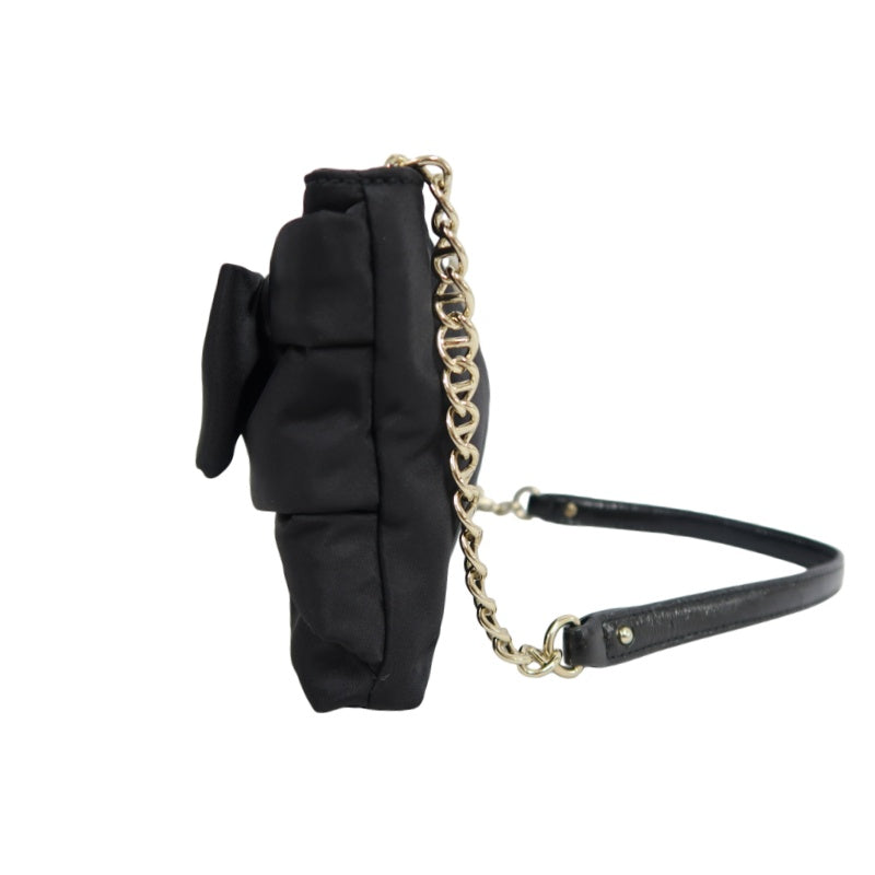 kate spade Nylon Bow Chain Shoulder Underarm Bag Gray With Dust Bag