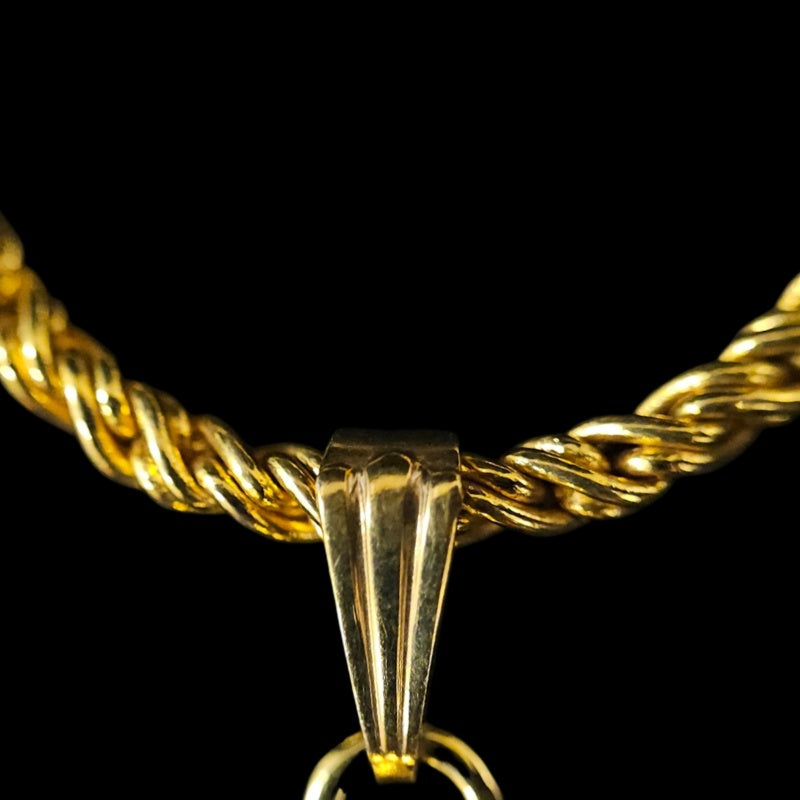 CELINE Vintage Circle Logo Medallion Pendant Necklace Gold Tone Hardware