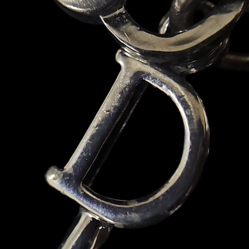 DIOR  Vintage 925 Sterling Silver Heart & Key Pendant Necklace Silver Tone Hardware