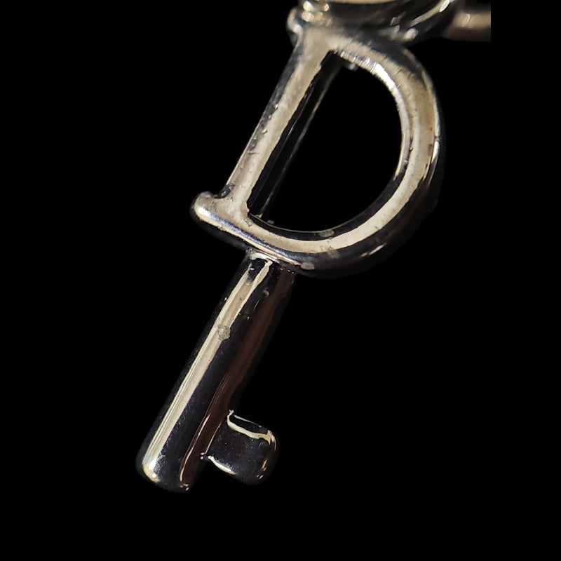 DIOR  Vintage 925 Sterling Silver Heart & Key Pendant Necklace Silver Tone Hardware