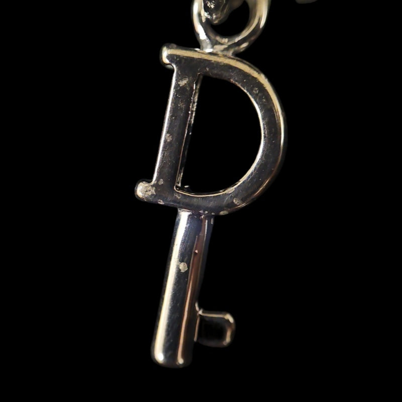 DIOR  Vintage 925 Sterling Silver Heart & Key Pendant Necklace Silver Tone Hardware