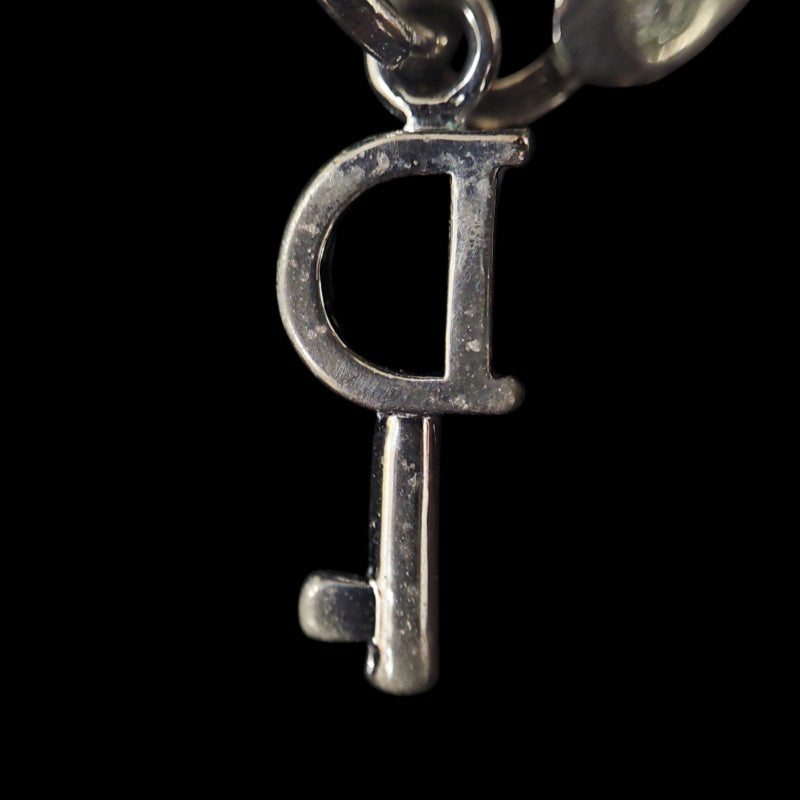 DIOR  Vintage 925 Sterling Silver Heart & Key Pendant Necklace Silver Tone Hardware
