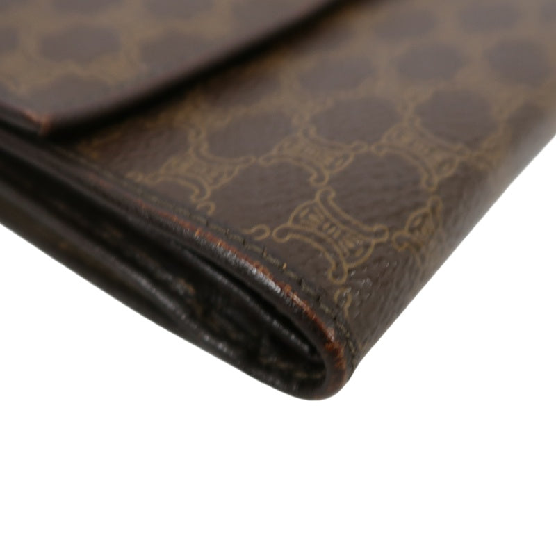 CELINE Macadam Tri-fold Kiss-Lock Wallet, Brown PVC