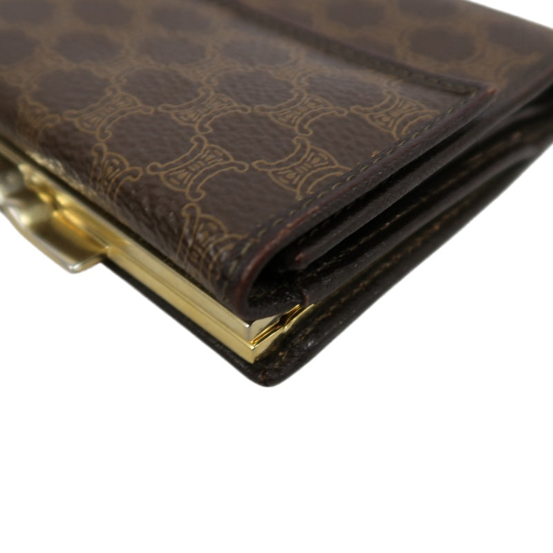 CELINE Macadam Tri-fold Kiss-Lock Wallet, Brown PVC