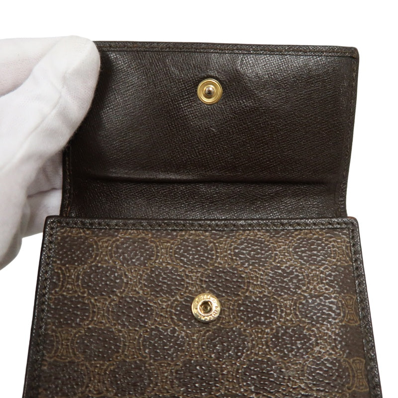 CELINE Macadam Tri-fold Kiss-Lock Wallet, Brown PVC