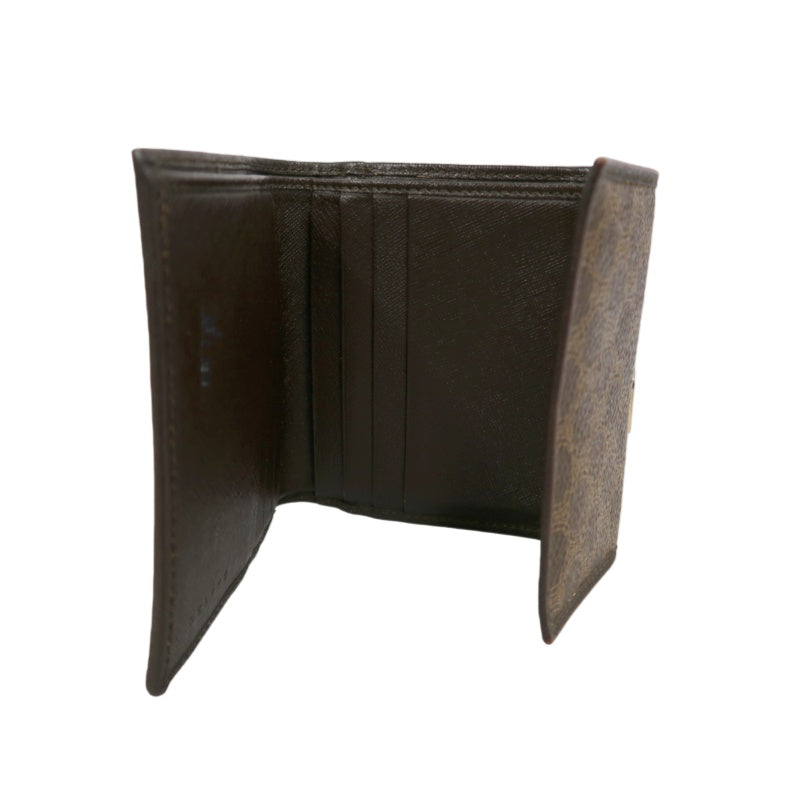 CELINE Macadam Tri-fold Kiss-Lock Wallet, Brown PVC