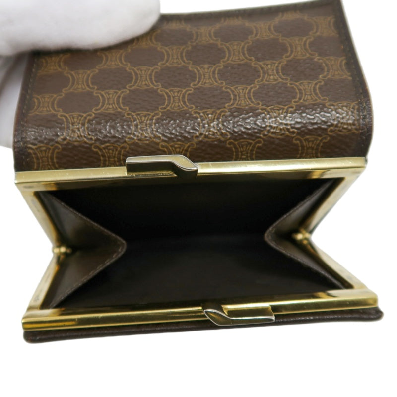 CELINE Macadam Tri-fold Kiss-Lock Wallet, Brown PVC