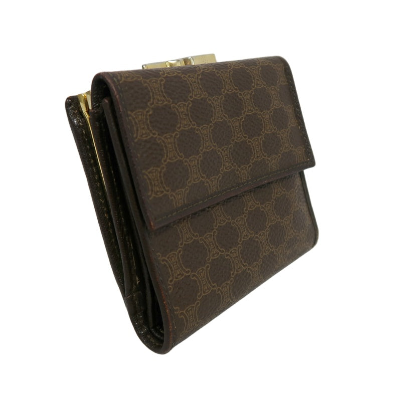 CELINE Macadam Tri-fold Kiss-Lock Wallet, Brown PVC