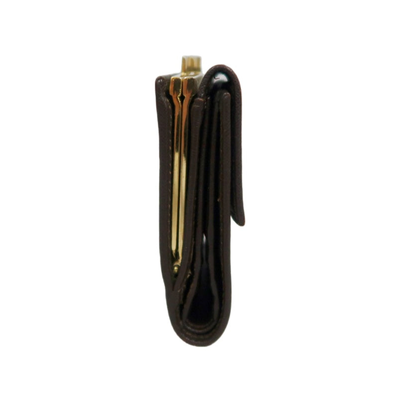 CELINE Macadam Tri-fold Kiss-Lock Wallet, Brown PVC