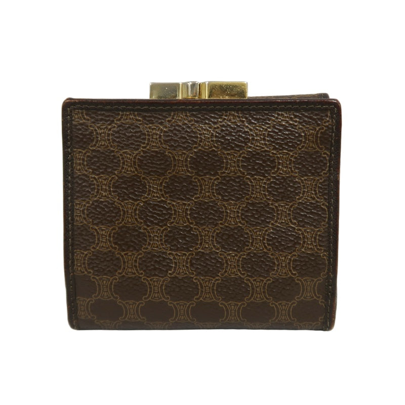 CELINE Macadam Tri-fold Kiss-Lock Wallet, Brown PVC