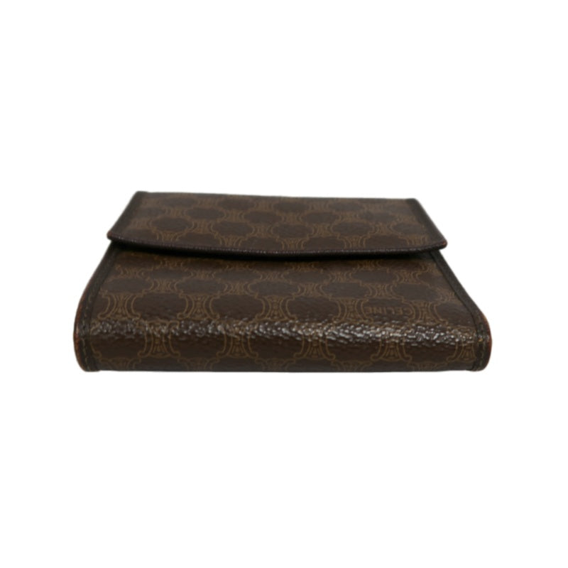 CELINE Macadam Tri-fold Kiss-Lock Wallet, Brown PVC