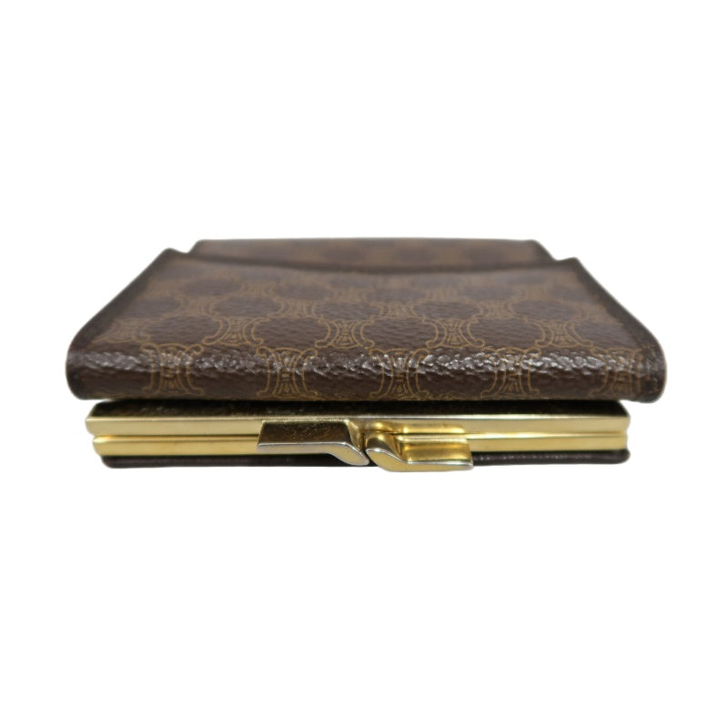 CELINE Macadam Tri-fold Kiss-Lock Wallet, Brown PVC