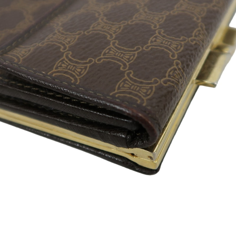 CELINE Macadam Tri-fold Kiss-Lock Wallet, Brown PVC