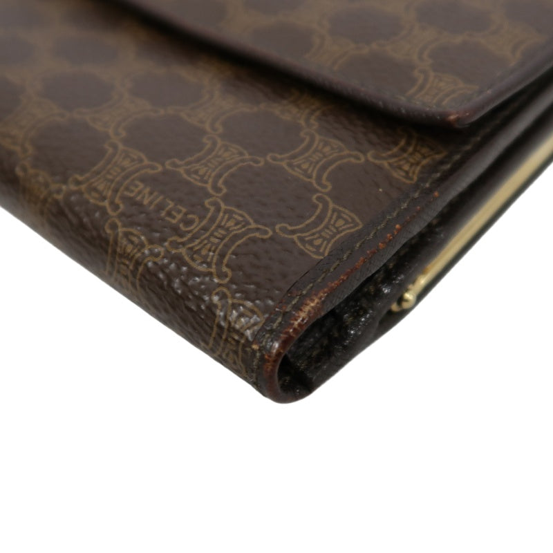 CELINE Macadam Tri-fold Kiss-Lock Wallet, Brown PVC