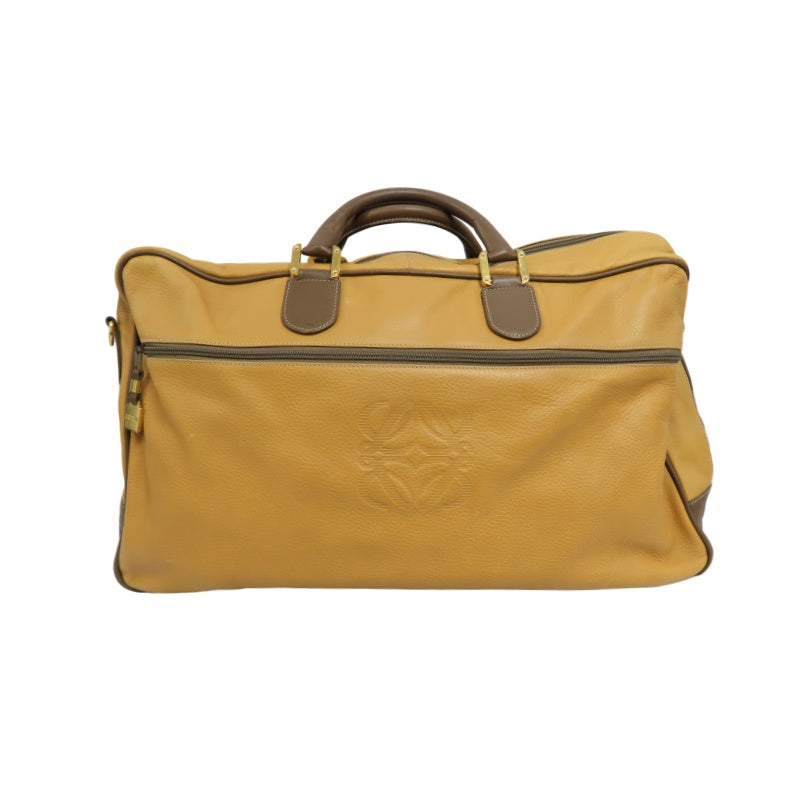 LOEWE Anagram Boston Bag Leather Tan Brown With Lock, Dust Bag, Shoulder Strap And 2 Keys