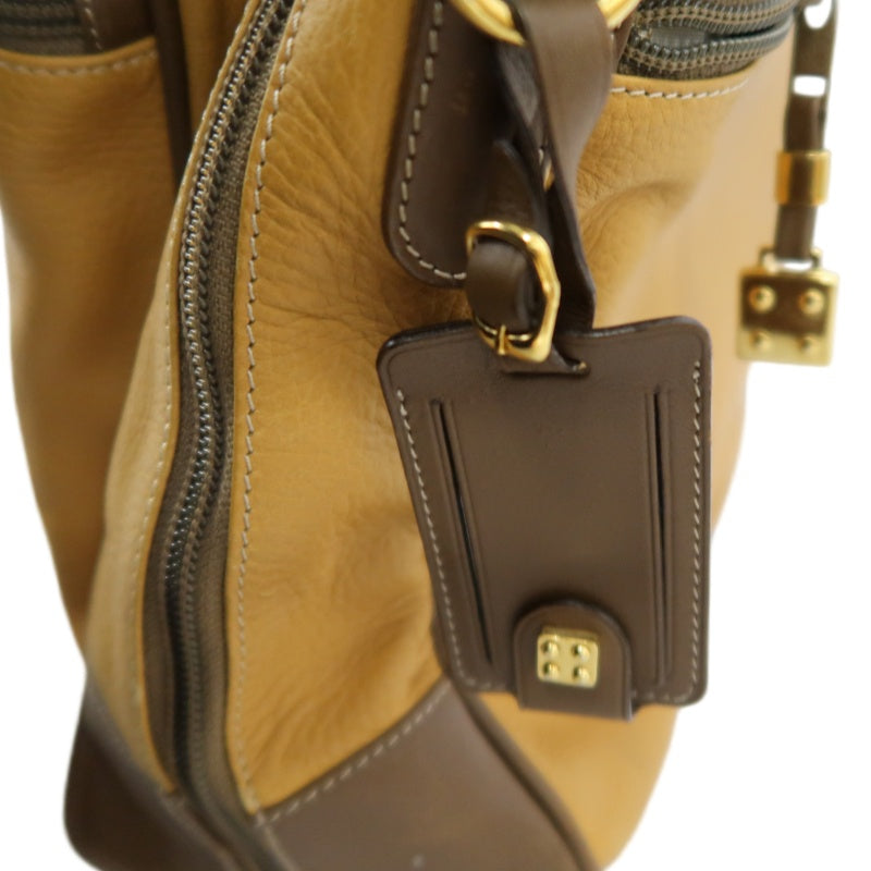 LOEWE Anagram Boston Bag Leather Tan Brown With Lock, Dust Bag, Shoulder Strap And 2 Keys