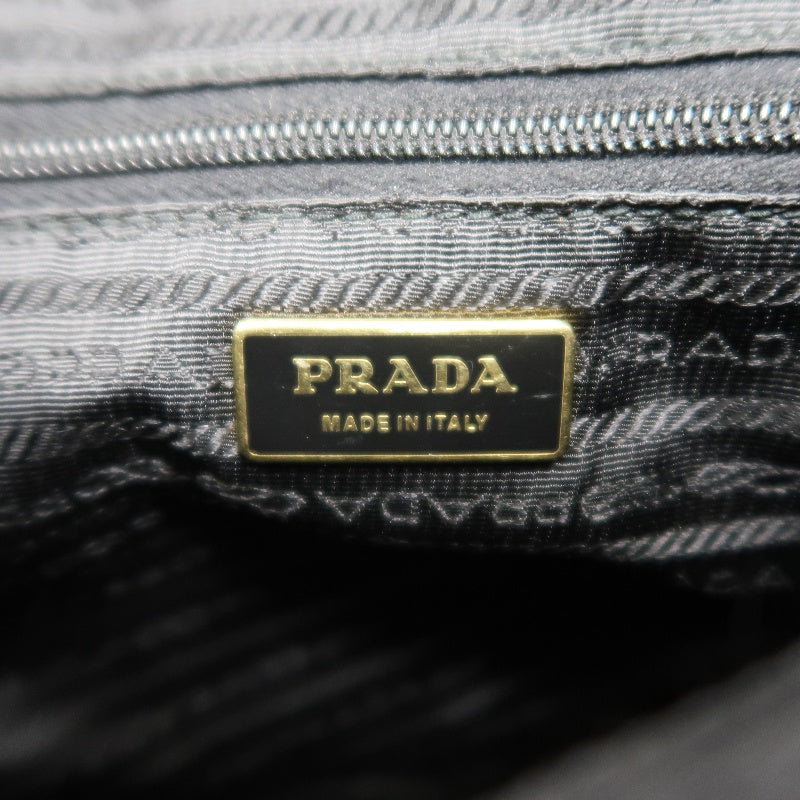 PRADA Ribbon Nylon Handbag Black with Gold Hardware & Shoulder Strap