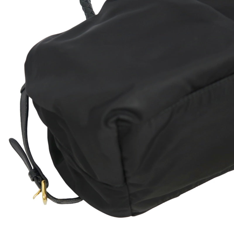 PRADA Ribbon Nylon Handbag Black with Gold Hardware & Shoulder Strap