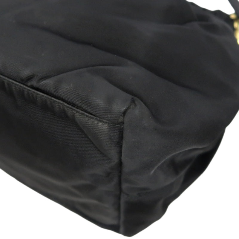 PRADA Ribbon Nylon Handbag Black with Gold Hardware & Shoulder Strap