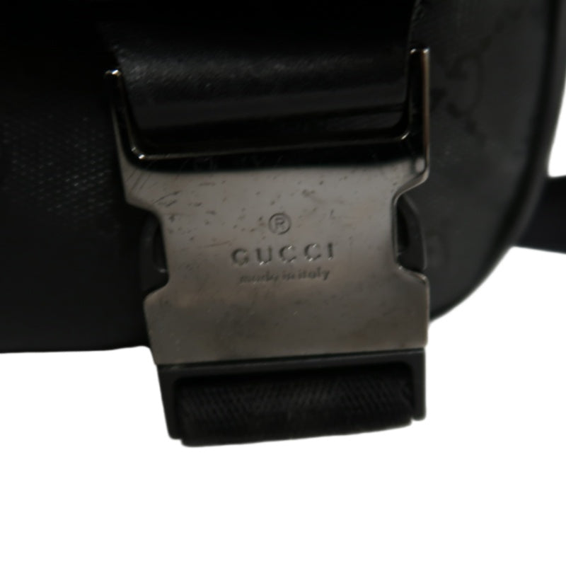 GUCCI GG Imprime Shoulder Bag Black Silver Hardware PVC Flap Crossbody Bag