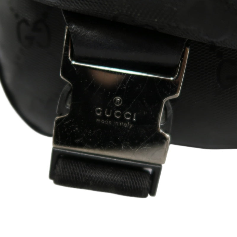 GUCCI GG Imprime Shoulder Bag Black Silver Hardware PVC Flap Crossbody Bag