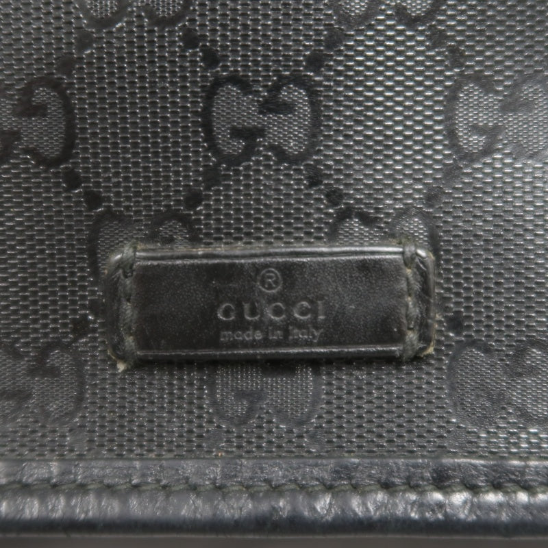 GUCCI GG Imprime Shoulder Bag Black Silver Hardware PVC Flap Crossbody Bag